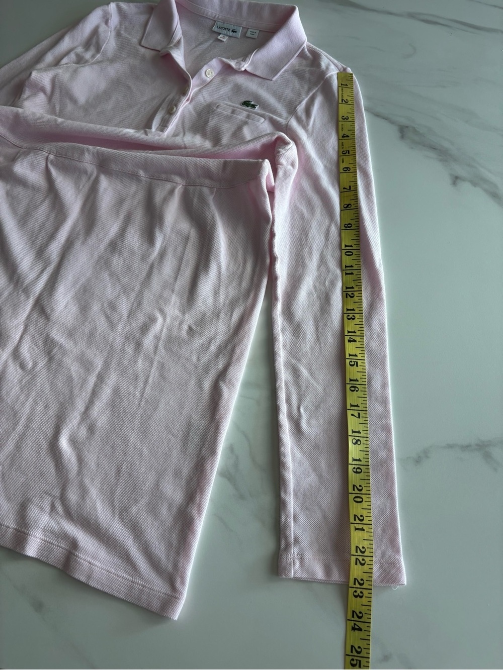 Lacoste Pink Long-Sleeve Polo Dress 100% cotton 16 y.o. - Picture 9 of 10